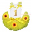 White Baby Pettitop Yellow Ruffles Bows Birthday Sparkle Yellow 1ST & Summer Yellow Sunflowers Newborn Pettiskirt NG1699